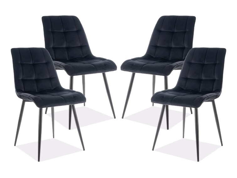 Zestaw 4x Krzesło CHIC Velvet Czarny/Czarny
