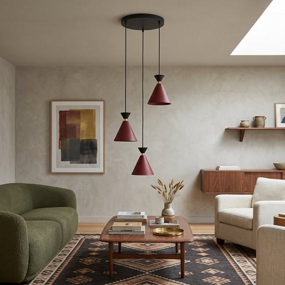 Lampa Wisząca KLEVER 3PREM Burgundowy/Czarny