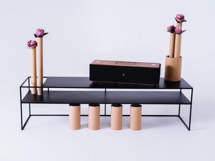 Stolik RTV Senso Flower Metal L 170x45 Czarny