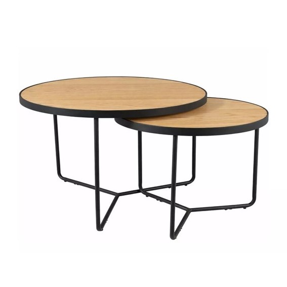 Zestaw Ław ITALIA Dąb/Czarny Mat