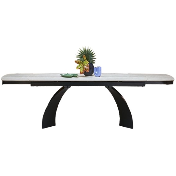 Stół Rozkładany VITRUS (180-260)x90 Jasny Trawertyn/Czarny