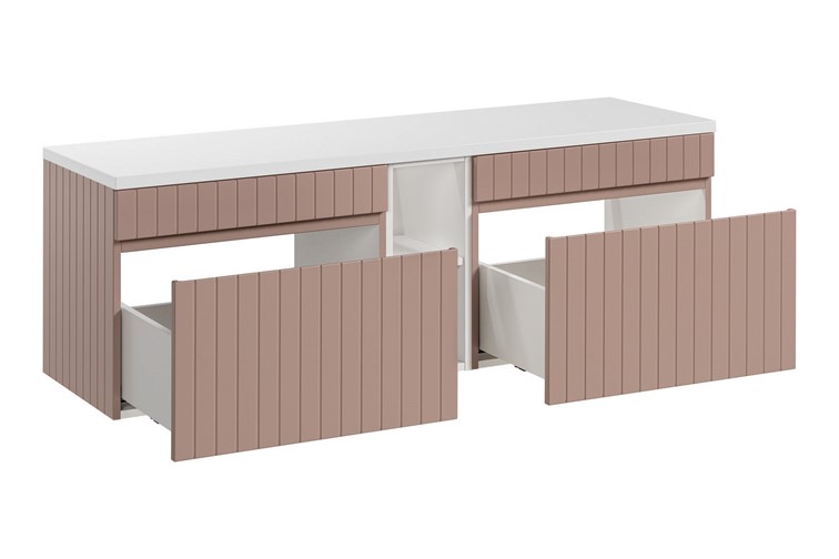 Zestaw ICR 81-01 140cm (2x Szafka + Regał + Blat) Różowy/Biały