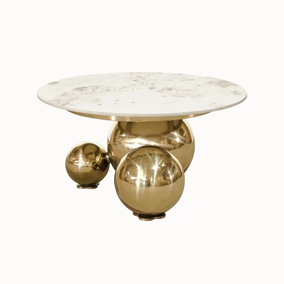 Stolik Kawowy MODIG M63 Fi80cm Biały/Złoty