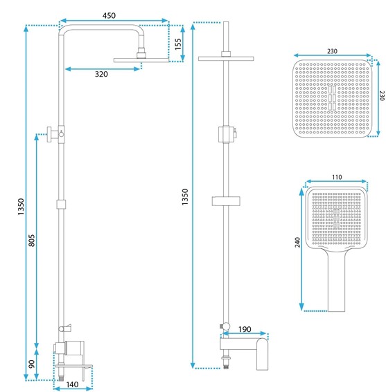 Zestaw Natryskowy STORM MY1902-78GG Złoty