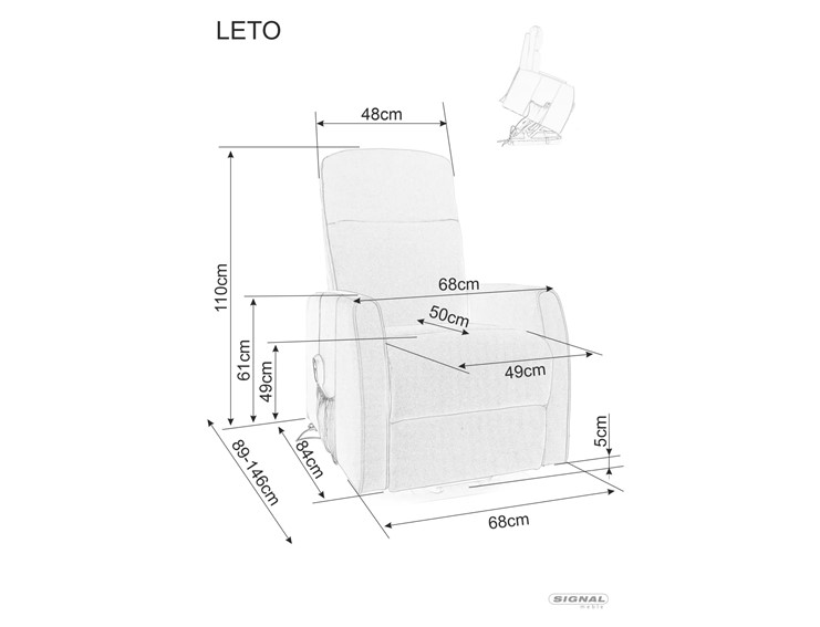 Fotel rozkładany LETO Velvet Czarny/Czarny