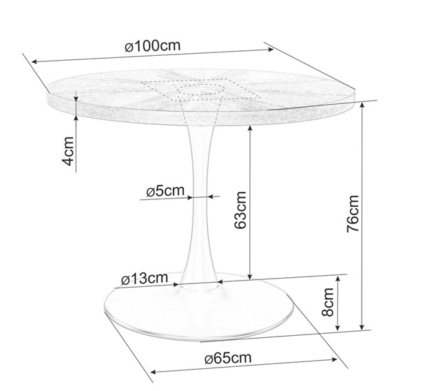 Stół AMADEO fi100 Czarny/Orzech
