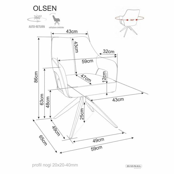 Krzesło OLSEN Noelle Ciemny Beż/Czarny Mat
