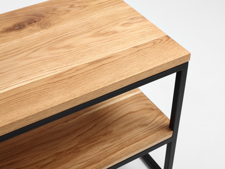 Konsola Julita Solid Wood 180-2F 180x40 Dąb/Czarny