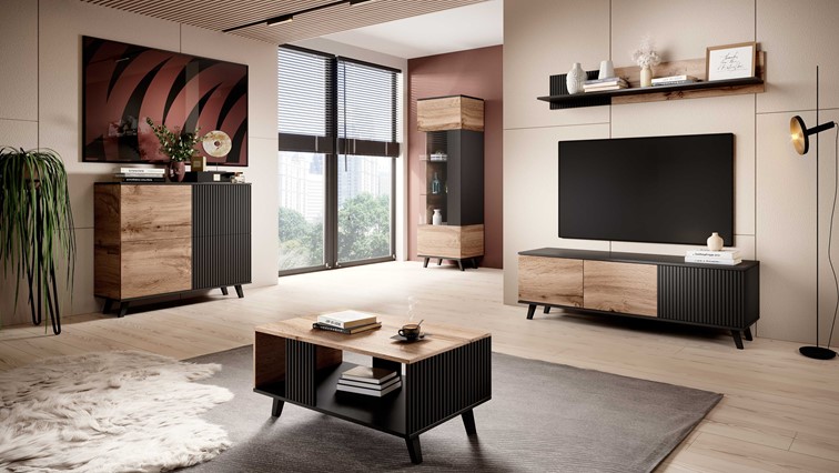 Półka Wisząca Random P-1 20x150x25 Dąb Wotan/Czarny