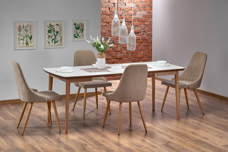 Stół Rozkładany BARRET (190-90)x80 Biały Mat/Dąb Leflaks