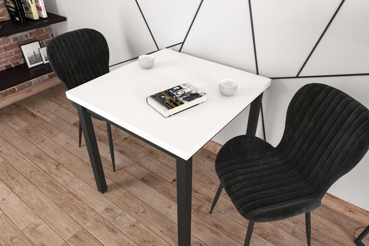 Stół ST25-FX 80x80 Biały/Czarny