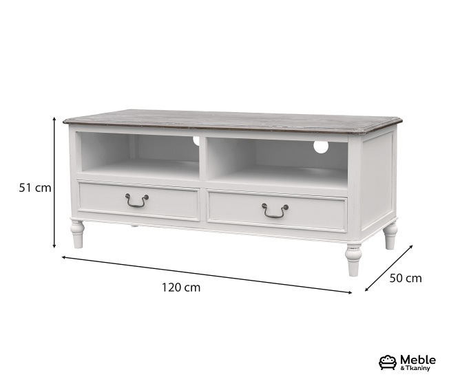 Szafka RTV Ravenna 034 50x120x51 Biały/Brązowy