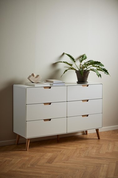 Komoda LOWELL z 6 Szufladami Biały