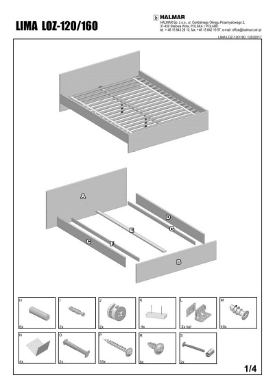Łóżko LIMA 120x200cm Biały