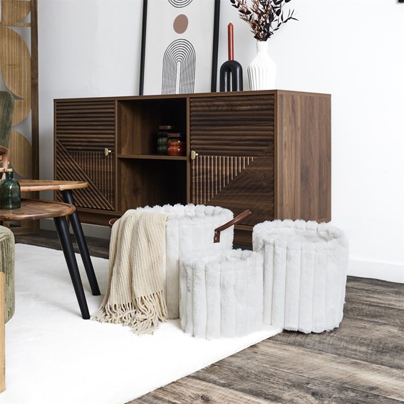 Zestaw 3 Koszy FURRY Biały