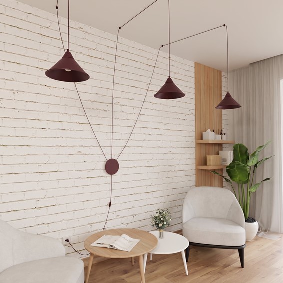 Lampa Wisząca ABRAMO 3 Burgundowy