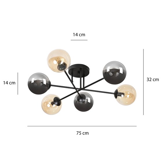 Lampa Sufitowa BRENDI 6BB MIX2 Czarny