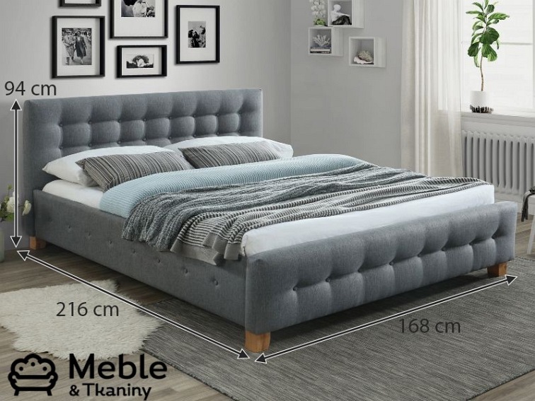 Łóżko BARCELONA 160x200 Szary + Materac FAMILY MAX