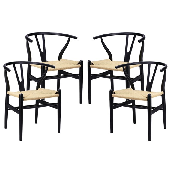 Zestaw 4x Krzesło Drewniane VALI Czarny/Naturalny
