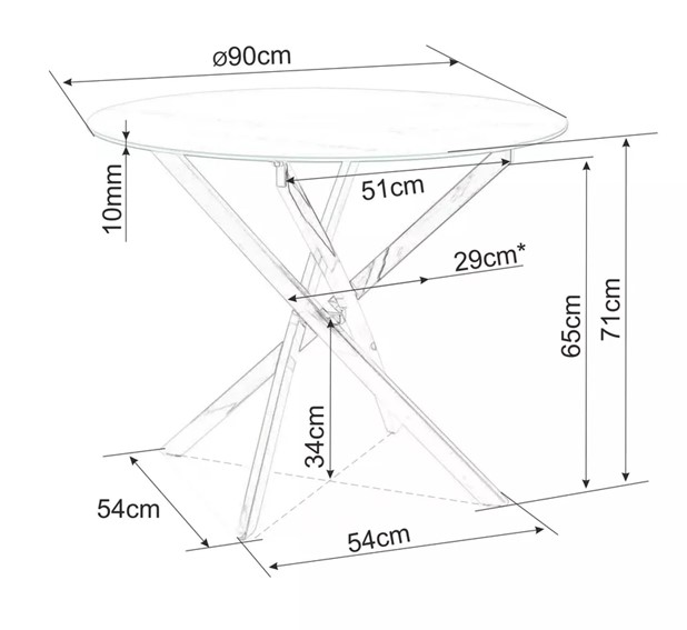 Stół AGIS fi90 Czarny Mat/Transparentny