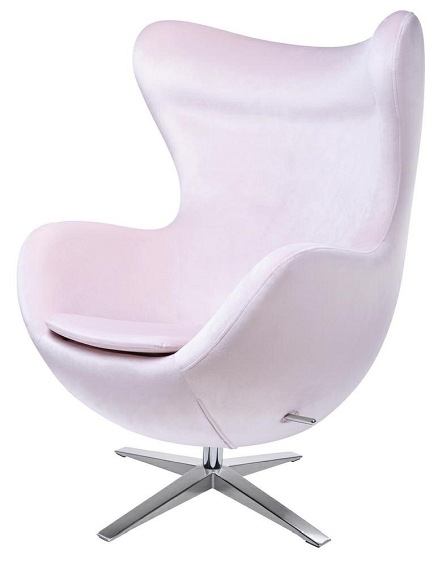 Fotel EGG Szeroki Velvet Jasny Różowy