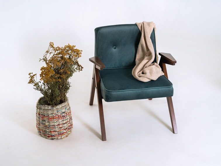 Fotel Vinc 66x69x74 Borówka Amerykańska/Orzech