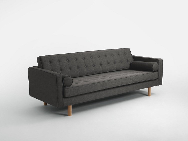 Sofa 3 os. Topic Wood 220x88x80 Stalowy/Naturalny