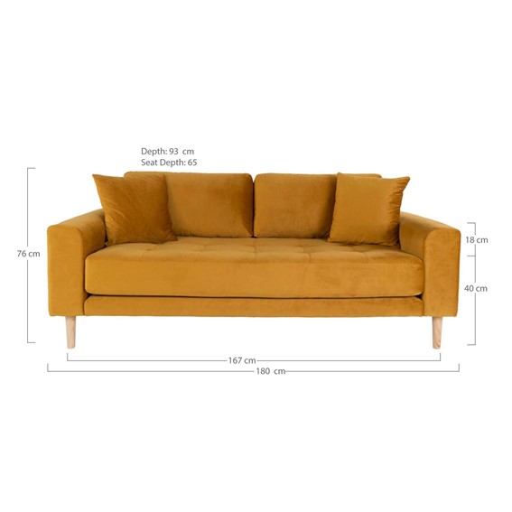 Sofa Trzyosobowa LIDO Żółty/Naturalny
