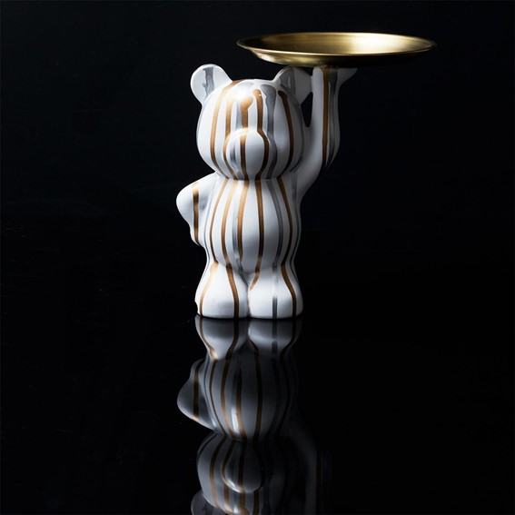 Figurka Miś z Tacą do Przechowywania Biały