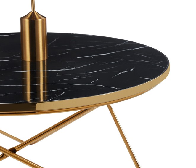 Ława L12-FX (G) fi80 Czarny Marmur/Złoty
