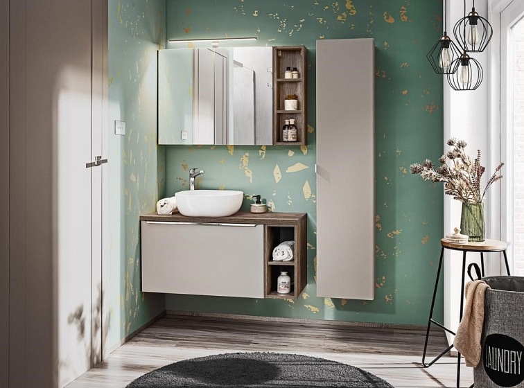 Szafka z Lustrem SANTA FE TAUPE 84-80-A-2D Szary Krzemowy