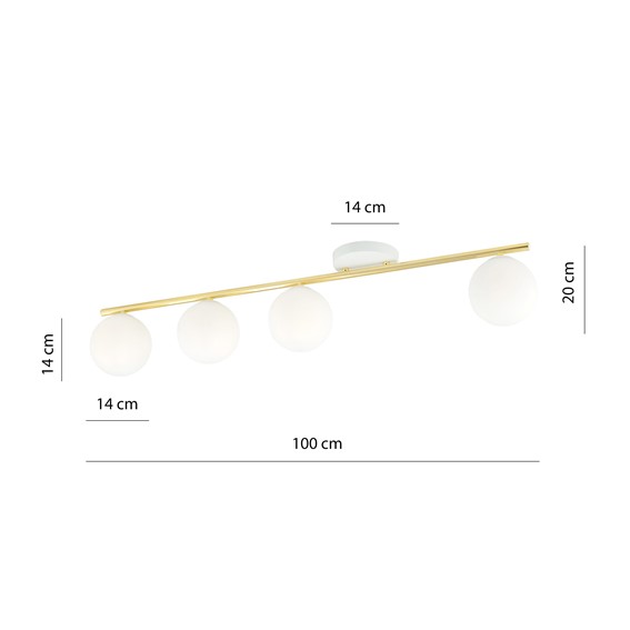 Lampa Sufitowa MONZA 4 Biały/Opal