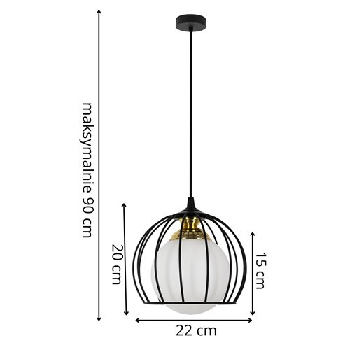 Lampa Wisząca MOLINO 1 Złoty/Biały/Czarny
