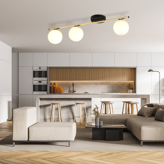 Lampa Sufitowa MONZA 3 Czarny/Opal