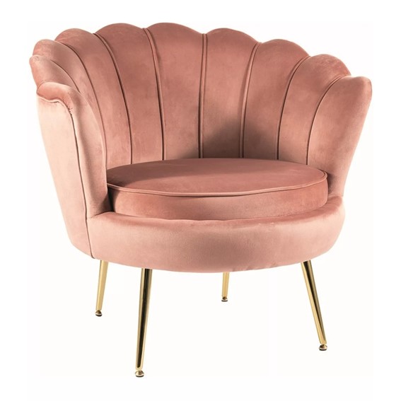 Fotel CAMELLIA 1 Velvet Antyczny Róż/Złoty Bluvel 52