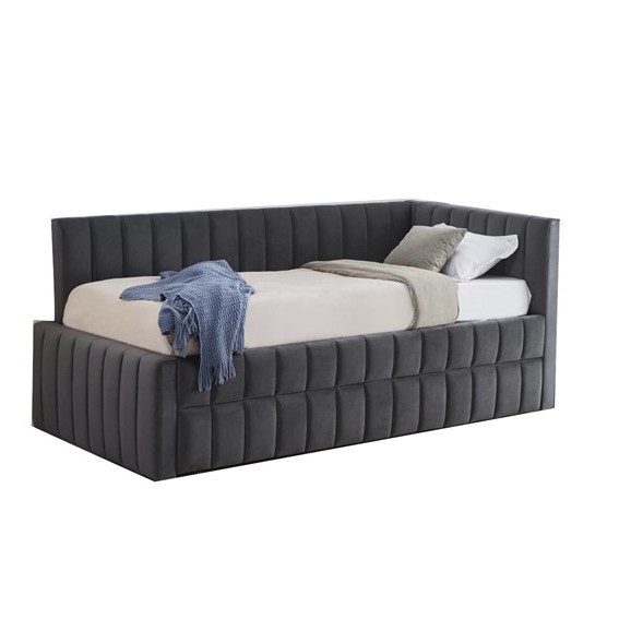 Łóżko DERBY 90x200 cm z Wysuwanym Materacem Popielaty