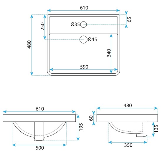 Umywalka Wpuszczana ALISHA Biały