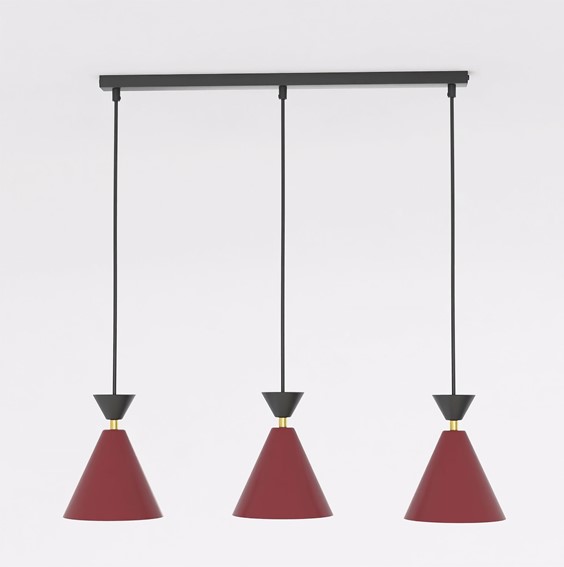 Lampa Wisząca KLEVER 3 Burgundowy/Czarny