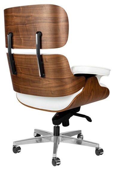 Fotel Biurowy LOUNGE GUBERNATOR Biały/Orzech