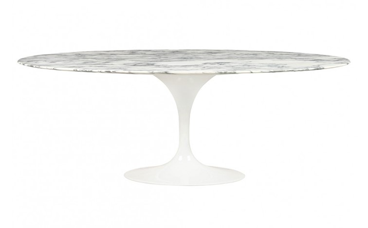 Stół TULIP ELLIPSE Biały/Marmur