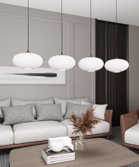 Lampa Wisząca COCO 4 Czarny/Opal