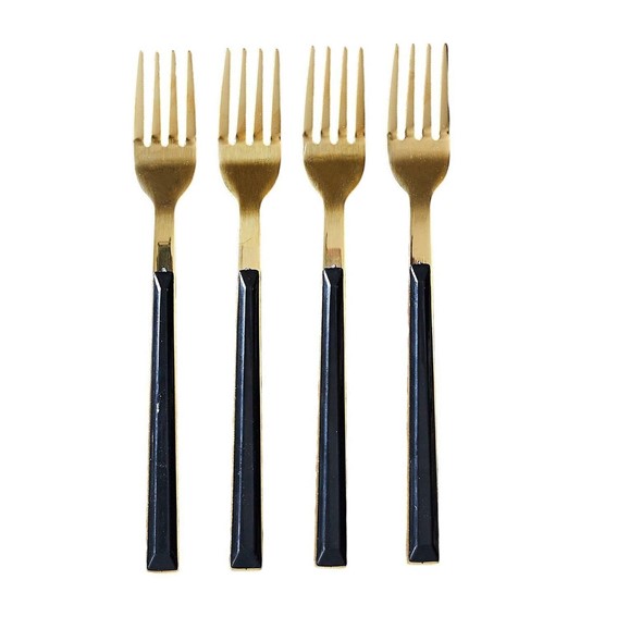 Zestaw 4 Widelczyków Deserowych CHARLOTTE Złoty/Czarny