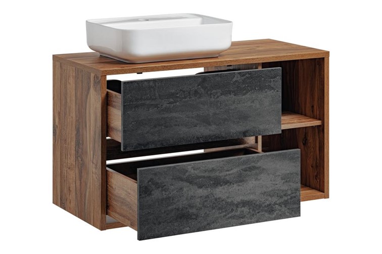 Zestaw HAC B UN. 6289 100cm (Szafka + Umywalka) Beton/Dąb