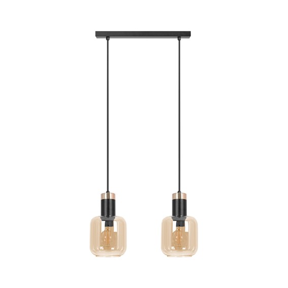 Lampa Wisząca DOKA K-5266 Czarny/Złoty/Bursztynowy