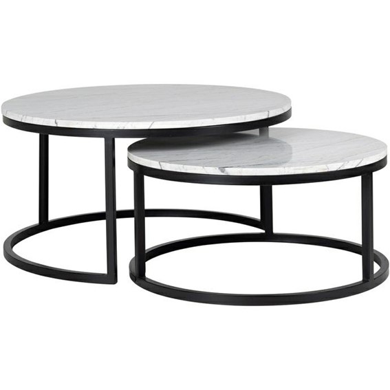 Stolik Kawowy LEXINGTON fi91,5 Czarny/Biały Marmur