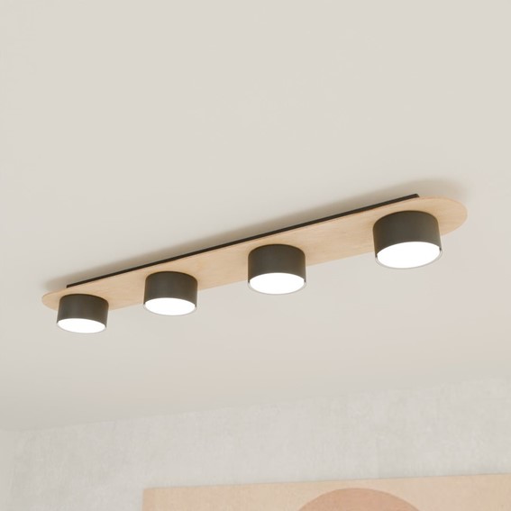 Lampa Sufitowa DIAZ 4 WOOD Czarny/Dąb