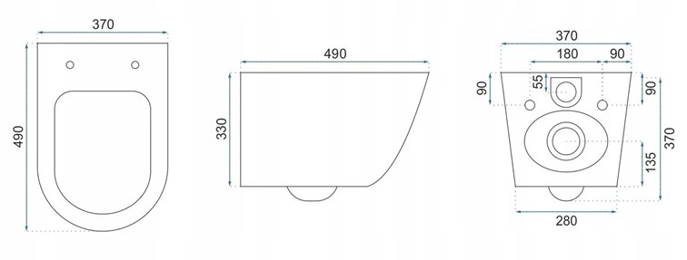 Misa WC CARLO MINI RIMLESS FLAT EDGE Czarny/Złoty