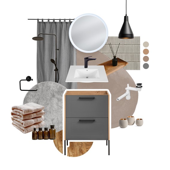 Zestaw Meblowy LAVA 60cm Dąb Artisan/Grafit