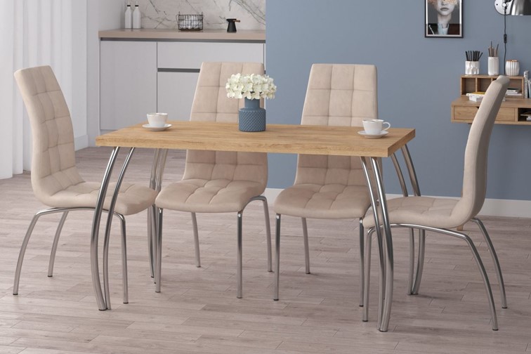 Stół ST(B)-FX 67x128 II Dąb Złoty Craft/Chrom