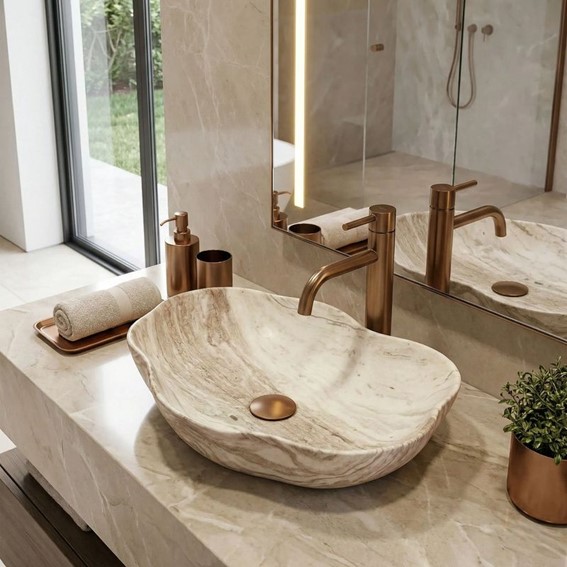 Umywalka Nablatowa PEARL SATURN Beżowy